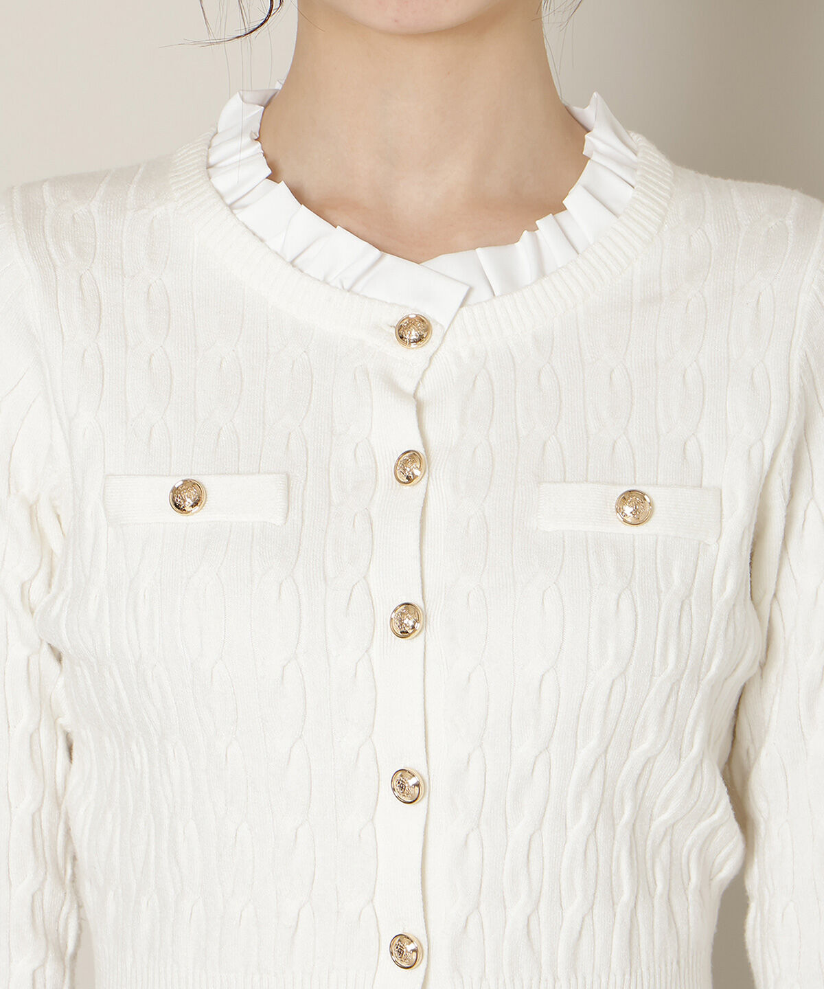 WILLSELECTION「フリルレイヤードケーブルニット」|ニット・セーター|