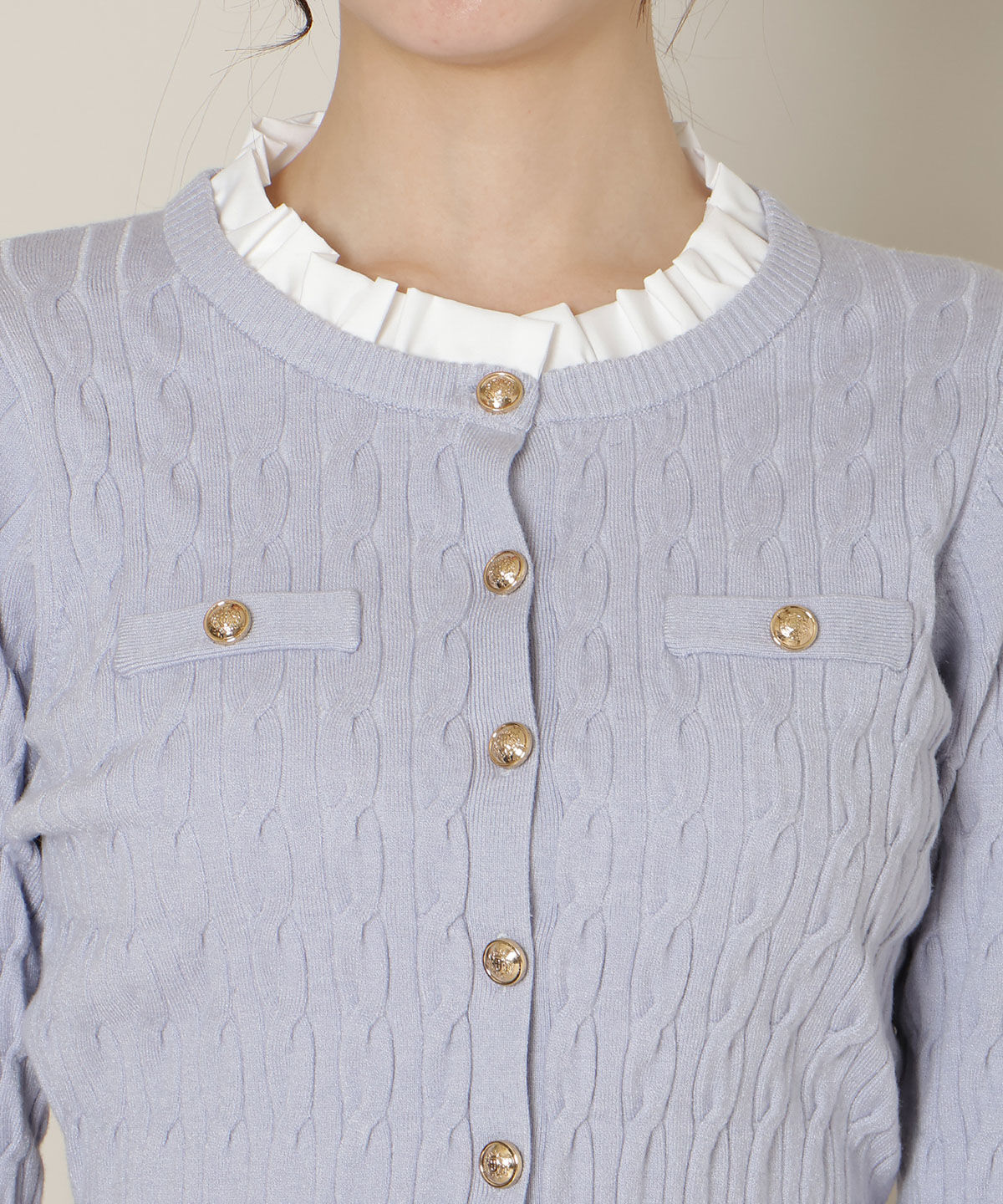 WILLSELECTION「フリルレイヤードケーブルニット」|ニット・セーター|