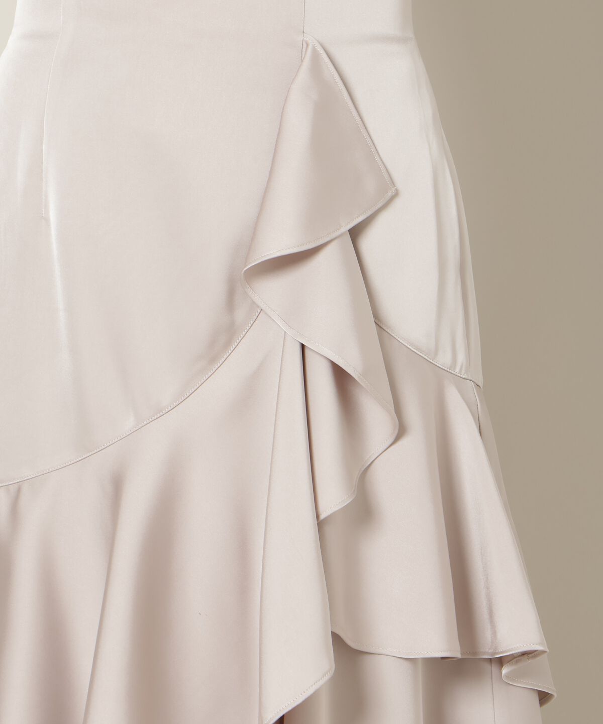 WILLSELECTION「アシメラッフルサテンスカート」|フレア|