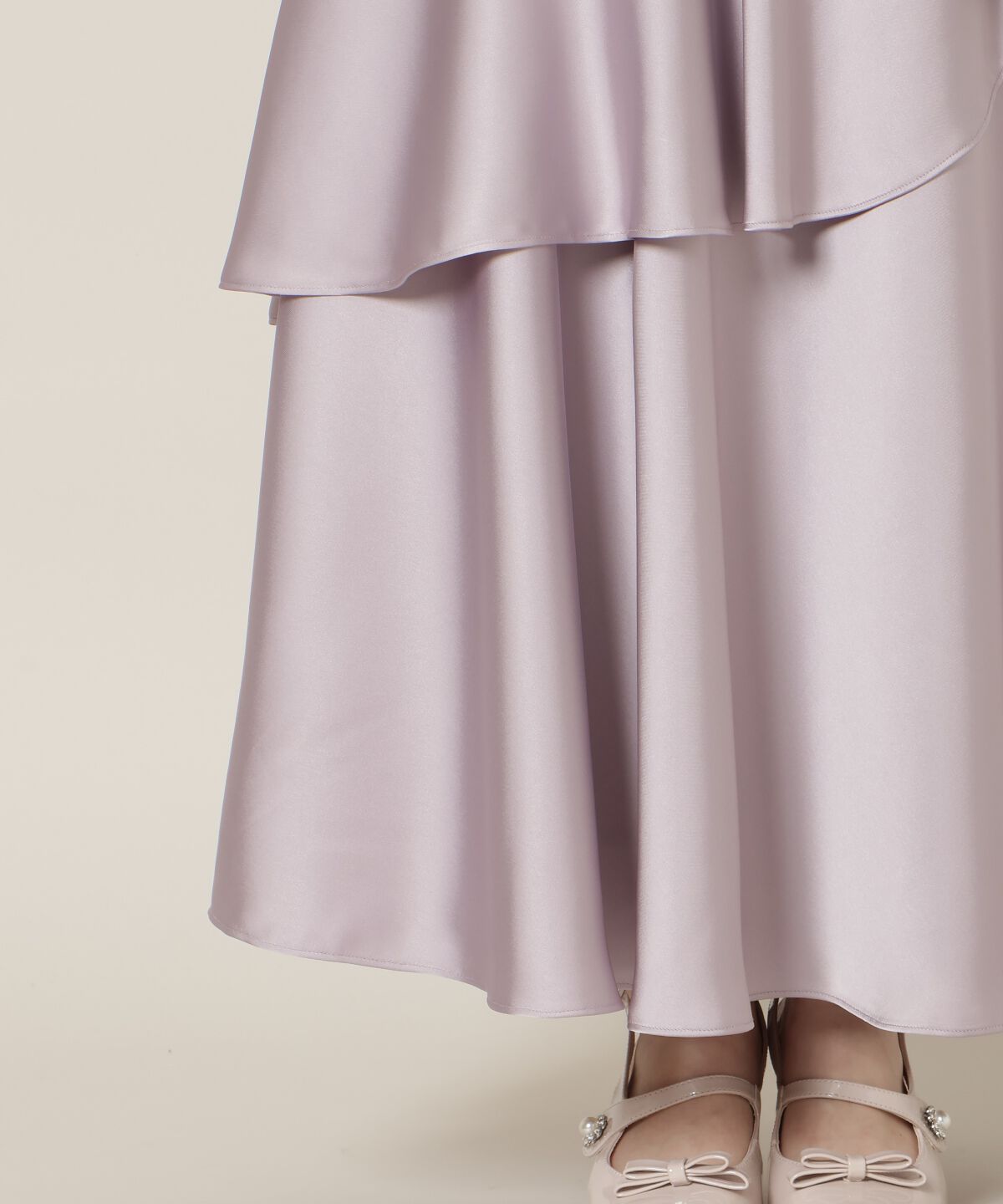 WILLSELECTION「アシメラッフルサテンスカート」|フレア|