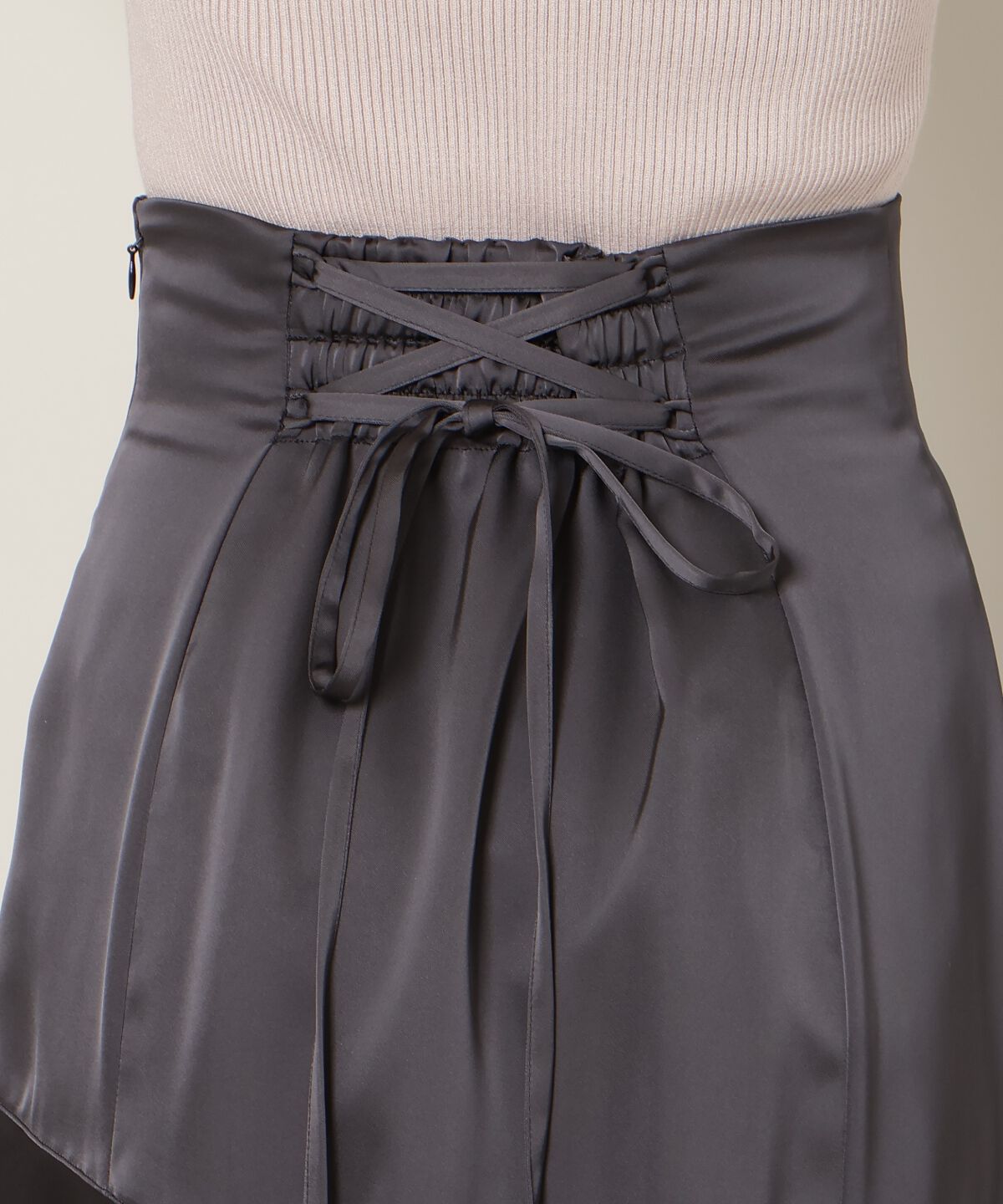 WILLSELECTION「アシメラッフルサテンスカート」|フレア|