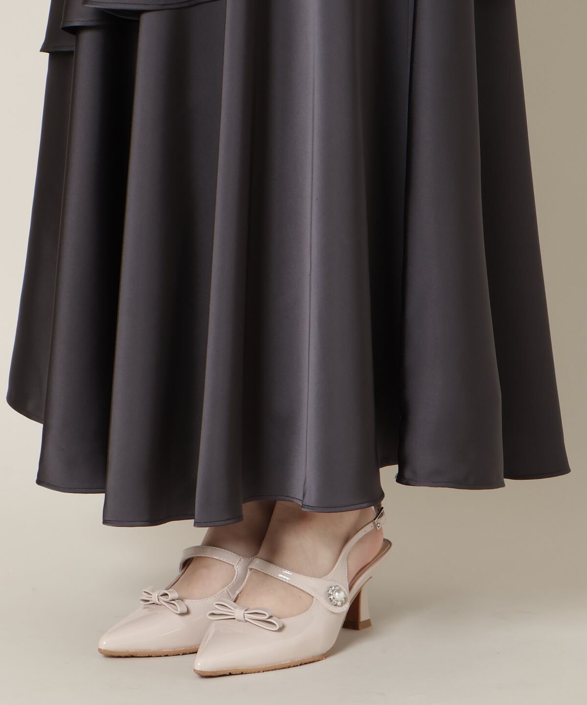 WILLSELECTION「アシメラッフルサテンスカート」|フレア|