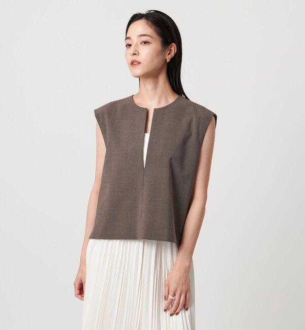 UNITED ARROWS「スリット ノーカラー ベスト ‐ウォッシャブル‐」|ベスト・ジレ|