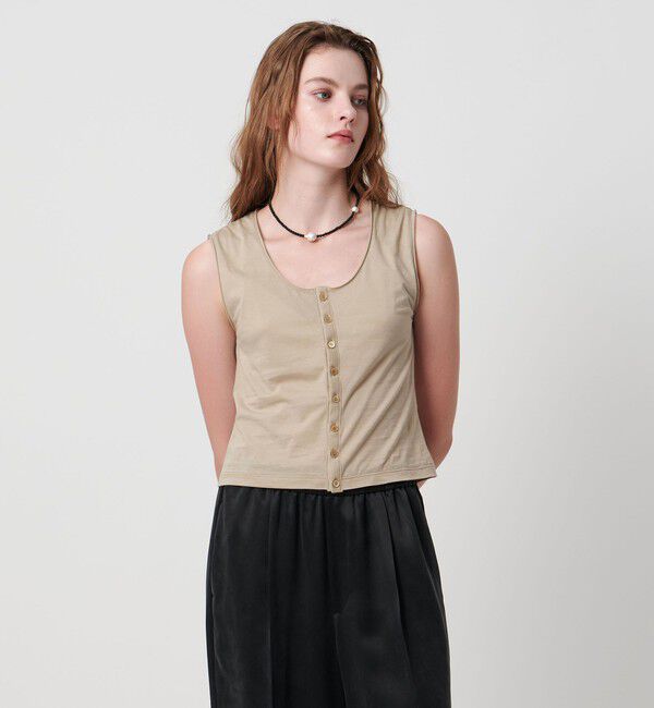 ASTRAET「＜ASTRAET＞ハイゲージ テンジク  ボタン Uネックベスト」|Tシャツ・カットソー|