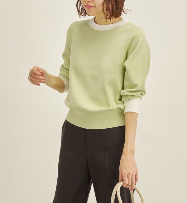 SHIPS for women「〈手洗い可能〉コットン 配色 バックボタン プルオーバー◇」|ニット・セーター|