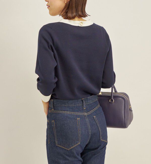 SHIPS for women「〈手洗い可能〉コットン 配色 バックボタン プルオーバー◇」|ニット・セーター|