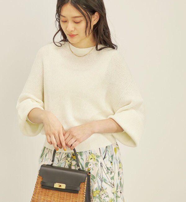 SHIPS for women「〈手洗い可能〉ペーパー コットン ワイド プルオーバー」|ニット・セーター|オフホワイト