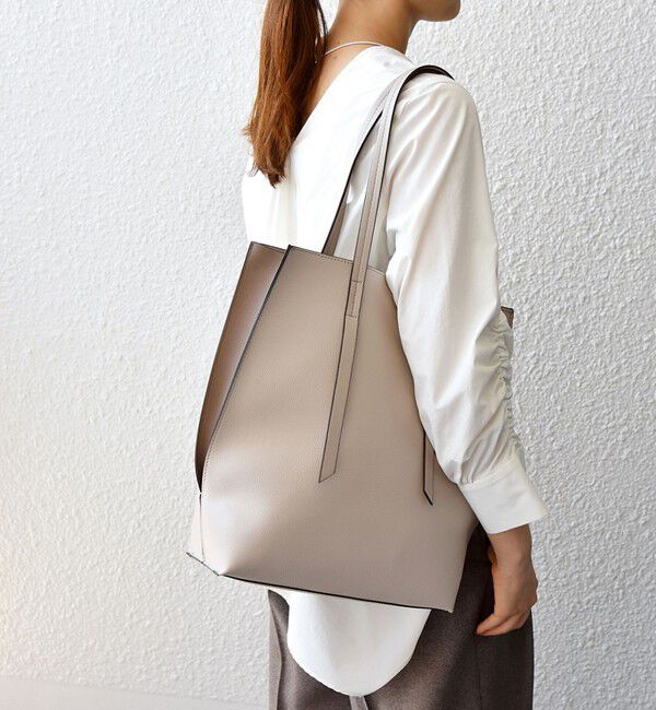 SHIPS any「SHIPS any: ポーチ付き バイカラー A4 トート バッグ」|トートバッグ|ライトグレー