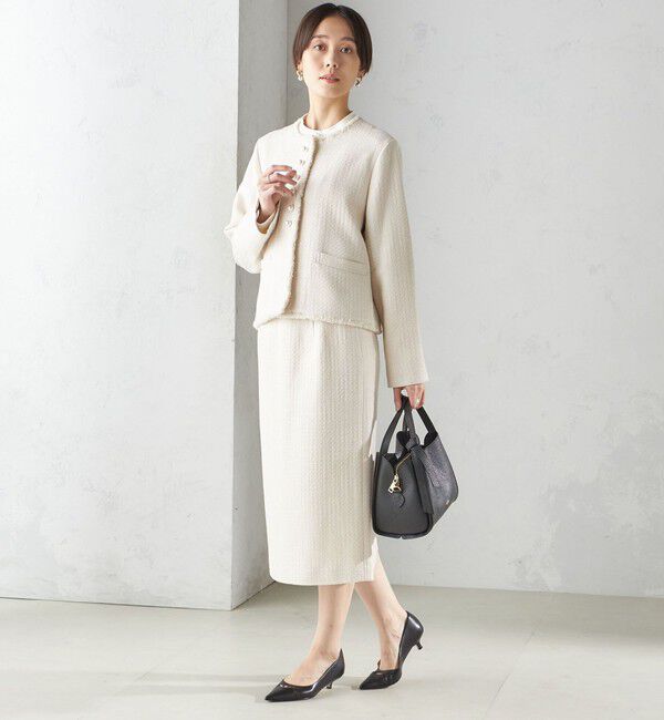 SHIPS for women「〈セレモニー対応可〉スラブ ツイード ノーカラー ジャケット（セットアップ対応）」|ノーカラージャケット|