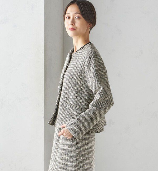 SHIPS for women「〈セレモニー対応可〉スラブ ツイード ノーカラー ジャケット（セットアップ対応）」|ノーカラージャケット|