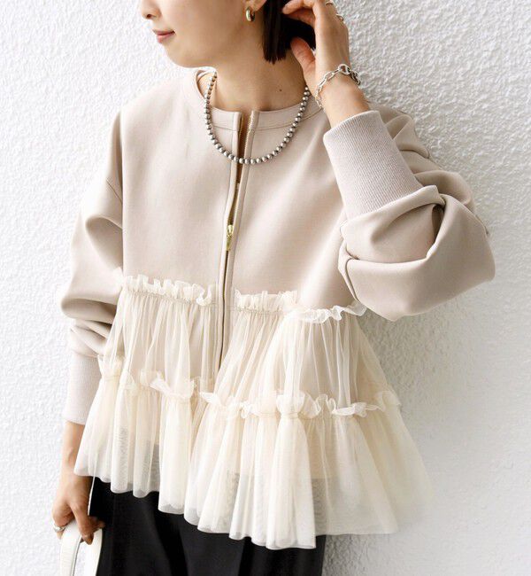 SHIPS for women「【WEB限定】 〈手洗い可能〉ダンボール &times; チュール ジップ 羽織」|その他|