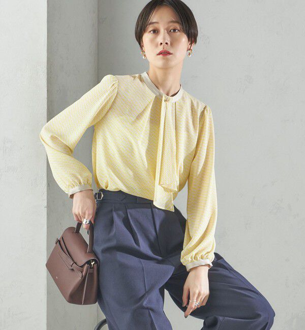 SHIPS for women「〈手洗い可能〉ボウタイ 幾何 プリント 長袖 ブラウス」|シャツ・ブラウス|