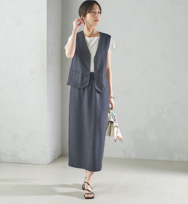 SHIPS for women「〈手洗い可能〉Asami 麻調合繊 ショート ジレ」|ベスト・ジレ|