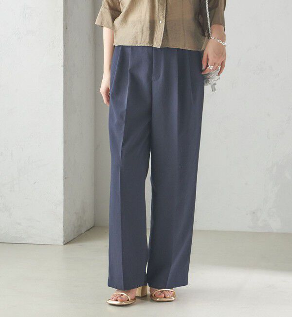 SHIPS for women「〈手洗い可能〉Asami 麻調合繊 2タック ワイドパンツ」|その他|