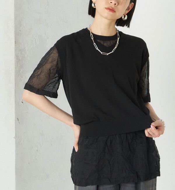 SHIPS for women「Wai＋:〈手洗い可能〉Vネック ベスト」|ニット・セーター|ブラック