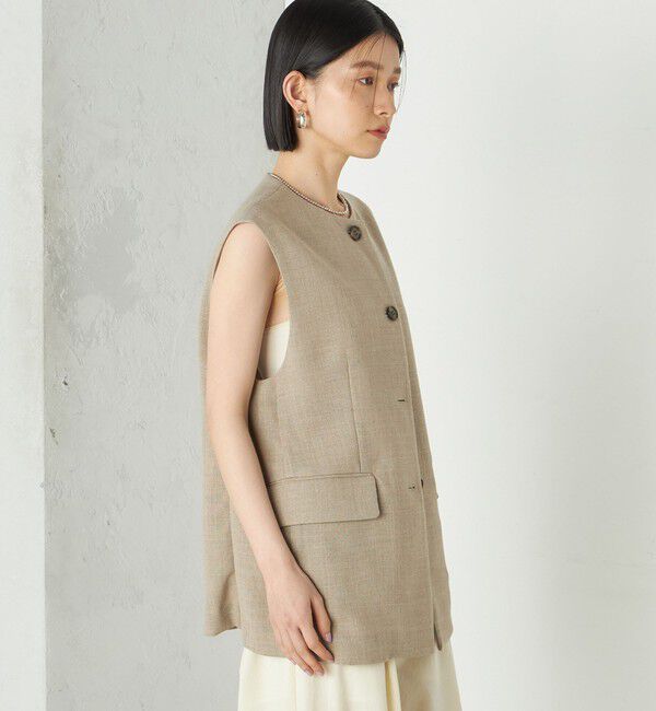 SHIPS for women「《予約》Wai＋:〈手洗い可能〉リネン ライク ベスト」|ベスト・ジレ|