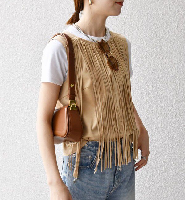 SHIPS any「bon_meur:〈手洗い可能〉フリンジ チャーム ノースリーブ プルオーバー」|ベスト・ジレ|