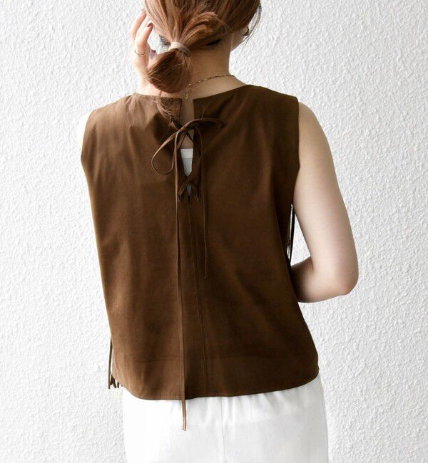 SHIPS any「bon_meur:〈手洗い可能〉フリンジ チャーム ノースリーブ プルオーバー」|ベスト・ジレ|