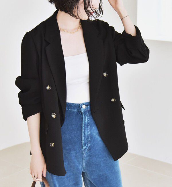 quaranciel「quaranciel:〈手洗い可能〉メッシュ ダブルブレスト テーラード ジャケット 25AW」|テーラードジャケット|