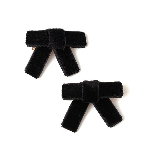 SHIPS KIDS「SHIPS KIDS: ベロア ミニ リボン ヘアピン セット」|その他|ブラック