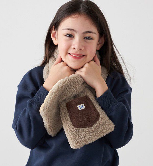SHIPS any「Lee:〈手洗い可能〉ボア キルティング リバーシブル ポケット マフラー <KIDS>」|マフラー|ベージュ