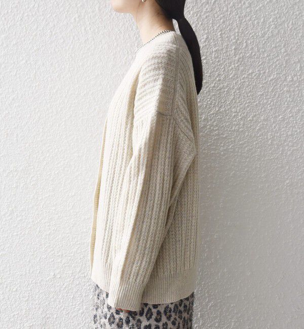 SHIPS any「SHIPS any: リブ タック編み Vネック ルーズ ニット カーディガン」|カーディガン|