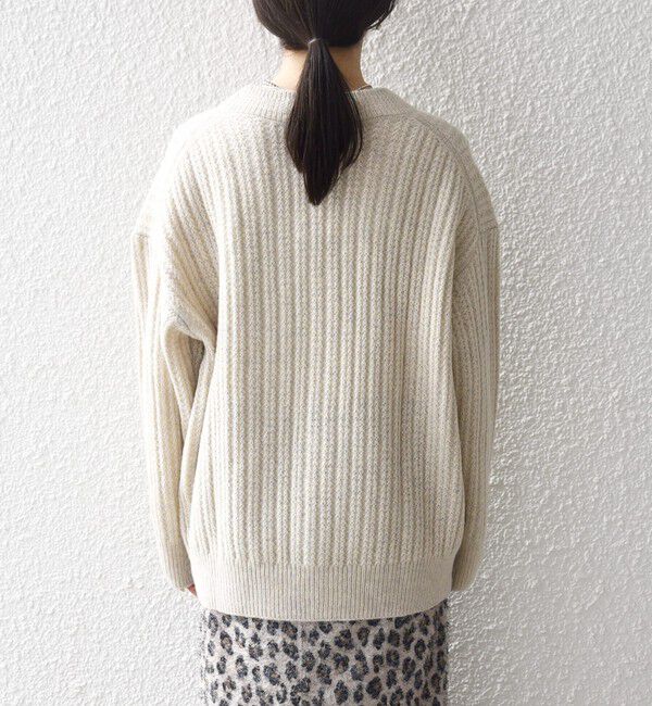 SHIPS any「SHIPS any: リブ タック編み Vネック ルーズ ニット カーディガン」|カーディガン|