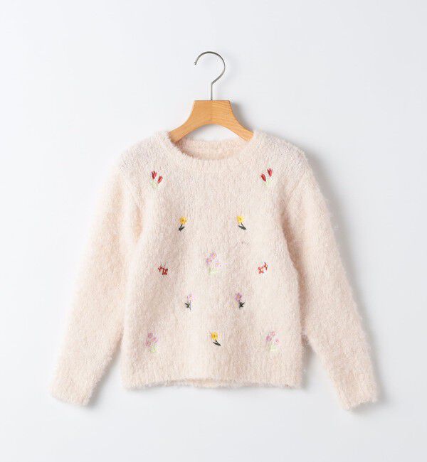 SHIPS KIDS「SHIPS KIDS:100～130cm /〈洗濯機可能〉シャギー エンブロイダリー ニット」|ニット・セーター|オフホワイト