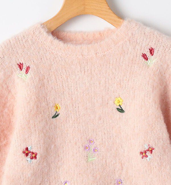 SHIPS KIDS「SHIPS KIDS:100～130cm /〈洗濯機可能〉シャギー エンブロイダリー ニット」|ニット・セーター|