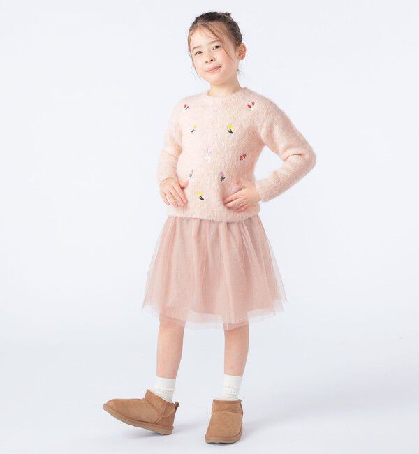 SHIPS KIDS「SHIPS KIDS:100～130cm /〈洗濯機可能〉シャギー エンブロイダリー ニット」|ニット・セーター|