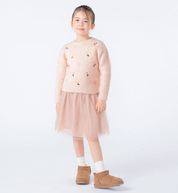 SHIPS KIDS「SHIPS KIDS:100～130cm /〈洗濯機可能〉シャギー エンブロイダリー ニット」|ニット・セーター|