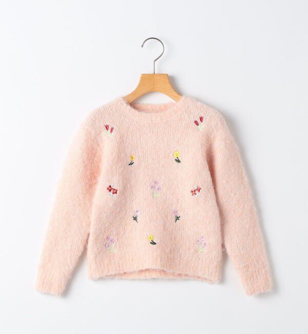 SHIPS KIDS「SHIPS KIDS:100～130cm /〈洗濯機可能〉シャギー エンブロイダリー ニット」|ニット・セーター|