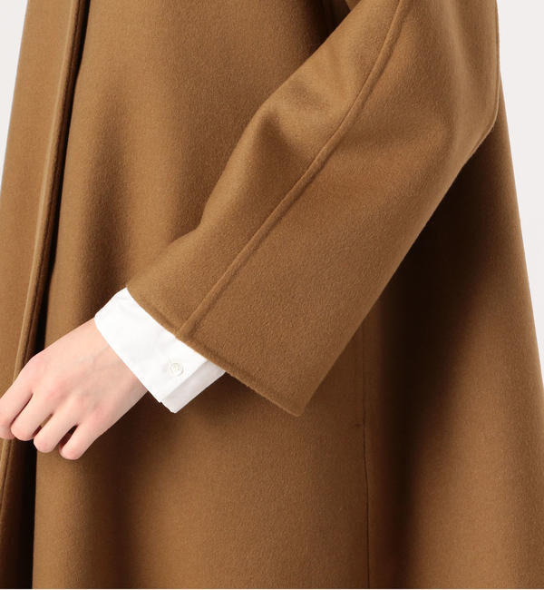 TOMORROWLAND collection「プレミアムカシミヤリバー ノーカラーAラインコート」|ノーカラーコート|