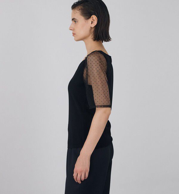 DES PRES「マットレーヨンストレッチ パフスリーブプルオーバー」|ニット・セーター|