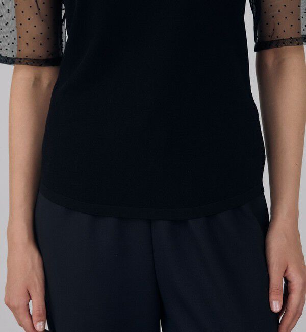 DES PRES「マットレーヨンストレッチ パフスリーブプルオーバー」|ニット・セーター|