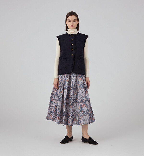 TOMORROWLAND collection「ロゼットフラワープリント タックスィングスカート」|フレア|