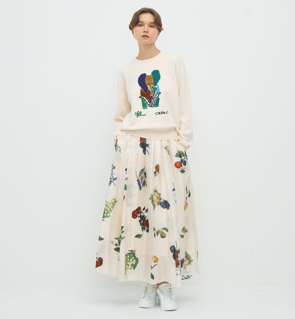 CABaN「CABaN コットンカシミヤ Elephantエンブロイダリークルーネックプルオーバー」|ニット・セーター|