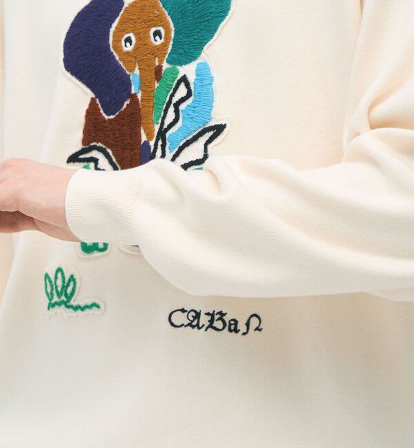 CABaN「CABaN コットンカシミヤ Elephantエンブロイダリークルーネックプルオーバー」|ニット・セーター|