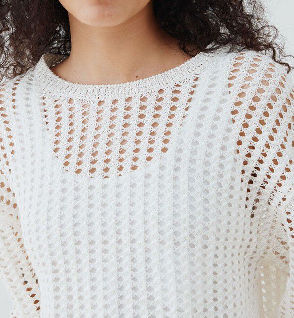 GALERIE VIE「オープンワークコットン クルーネックプルオーバー」|ニット・セーター|