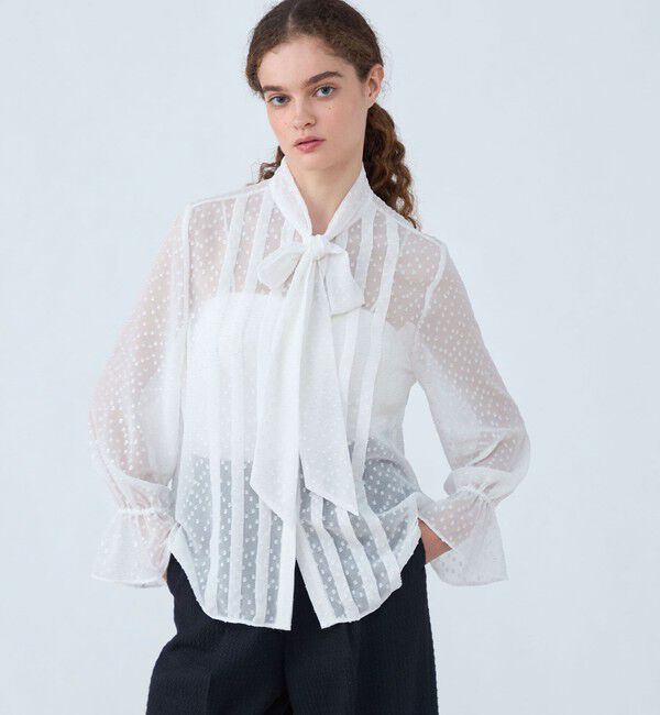 Ballsey「フォイルカットジャカード ボウタイブラウス」|シャツ・ブラウス|