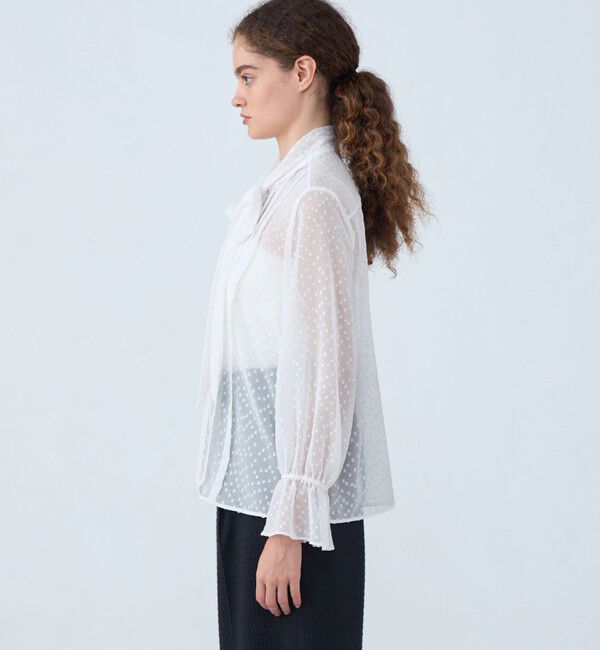 Ballsey「フォイルカットジャカード ボウタイブラウス」|シャツ・ブラウス|