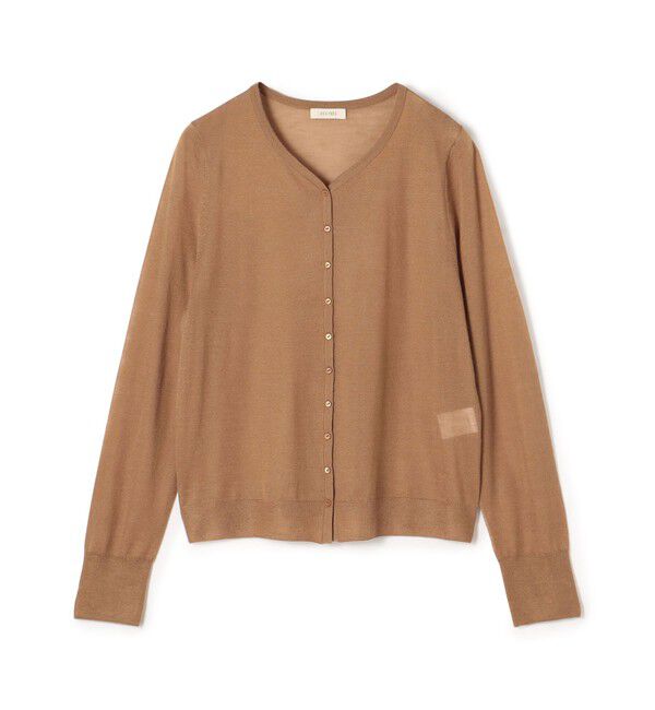 DES PRES「ソフトカシミヤシルク Vネックカーディガン」|カーディガン|45 キャメル