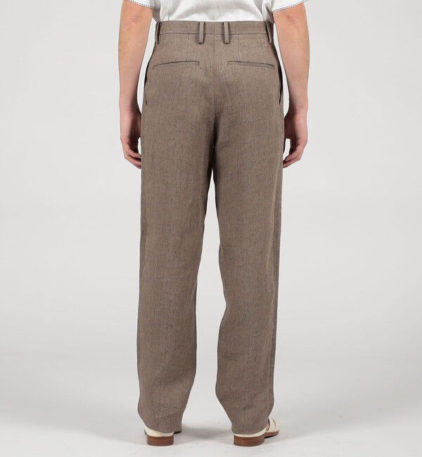 TOMORROWLAND MENS「リネン ヘリンボーン 1プリーツテーパードスラックス」|スラックス|