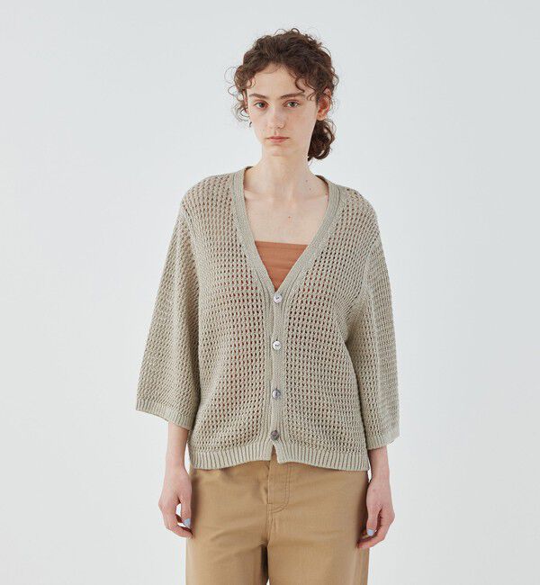 GALERIE VIE「オープンワークリネン Vネックカーディガン」|カーディガン|