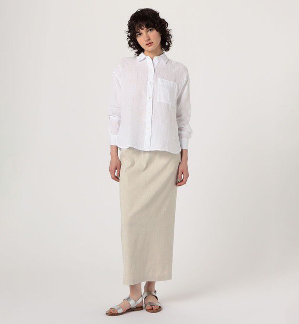 GALERIE VIE「コットンリネンビスストレッチ イージーIラインスカート」|タイト|