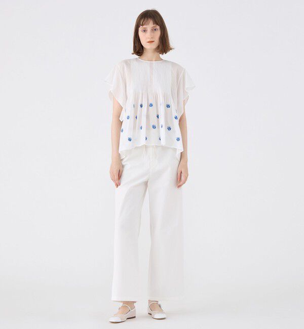 SOULEIADO「コットンボイルエンブロイダリー アシンメトリーヘムブラウス」|シャツ・ブラウス|