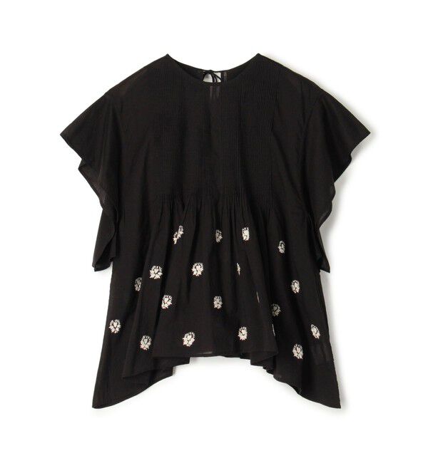 SOULEIADO「コットンボイルエンブロイダリー アシンメトリーヘムブラウス」|シャツ・ブラウス|18 ブラック系