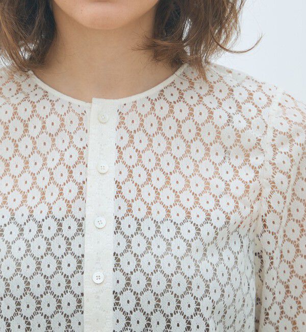 MACPHEE「フロッキーレース ハーフスリーブブラウス」|シャツ・ブラウス|