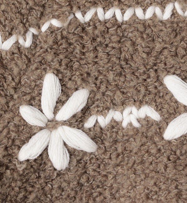 MACPHEE「ムートンエンブロイダリー クルーネックカーディガン」|カーディガン|