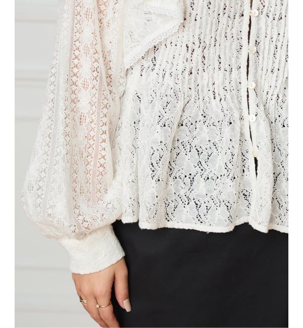 IENA LA BOUCLE「IENA LA BOUCLE レースオンレースブラウス」|シャツ・ブラウス|